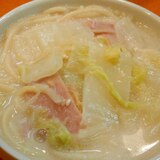 白菜・ベーコンのスープパスタ